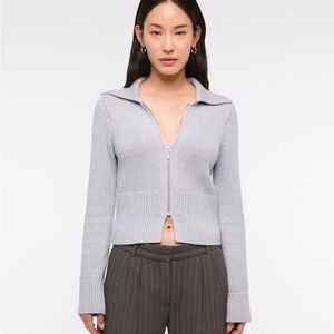 Abercrombie Zip Up Collared Knit Cardigan
